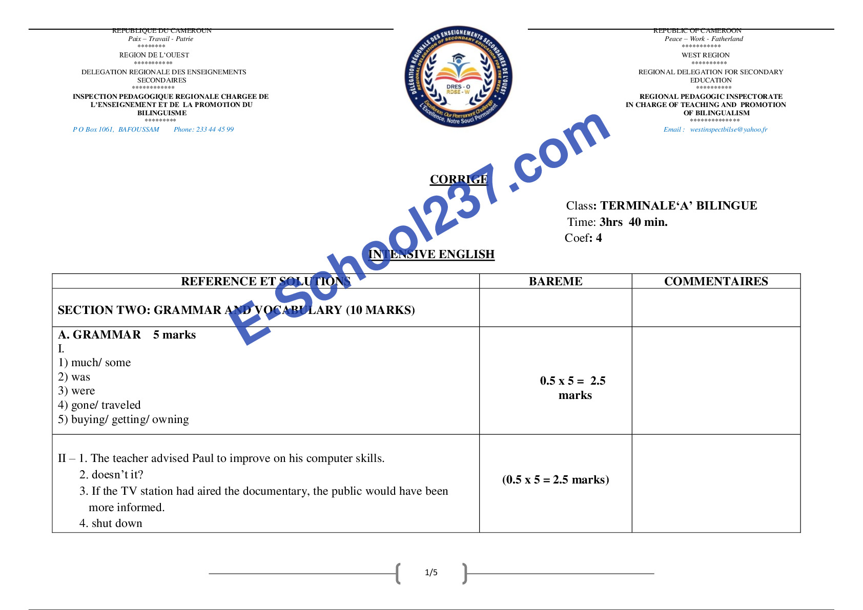 DRES-OUEST_ CORRIGE ÉPREUVE D'ANGLAIS TleA4 N⁰5